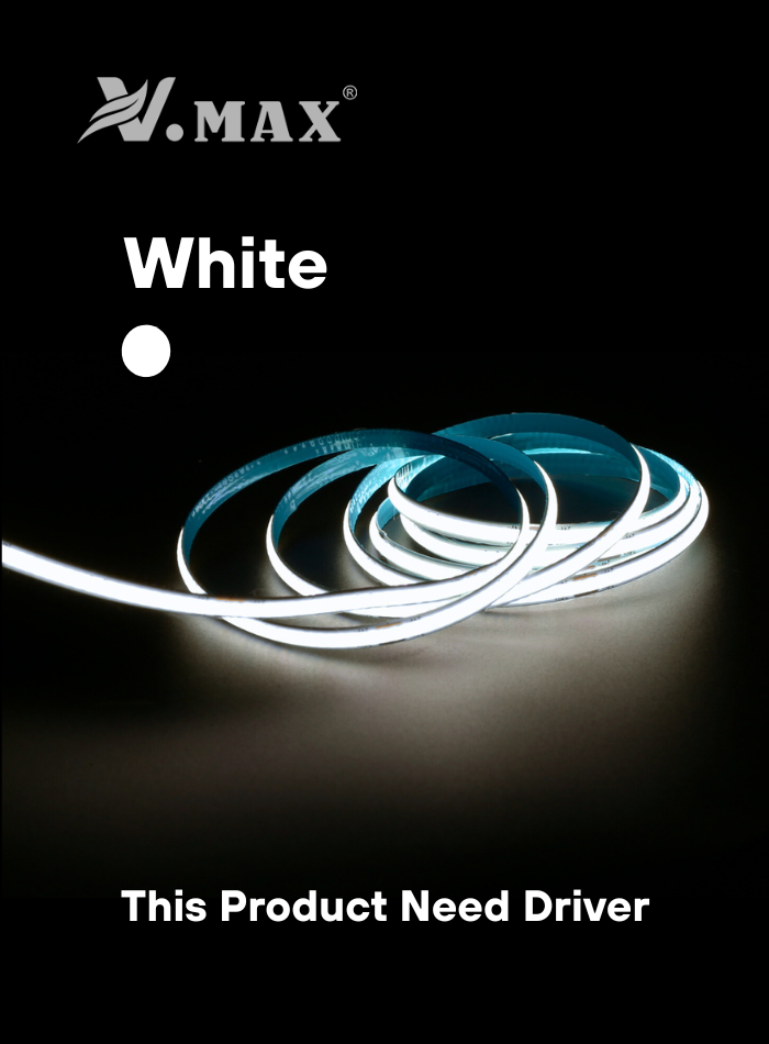 COB LED strip light with 180° beam angle, flicker-free and high CRI ≥80 for uniform illumination