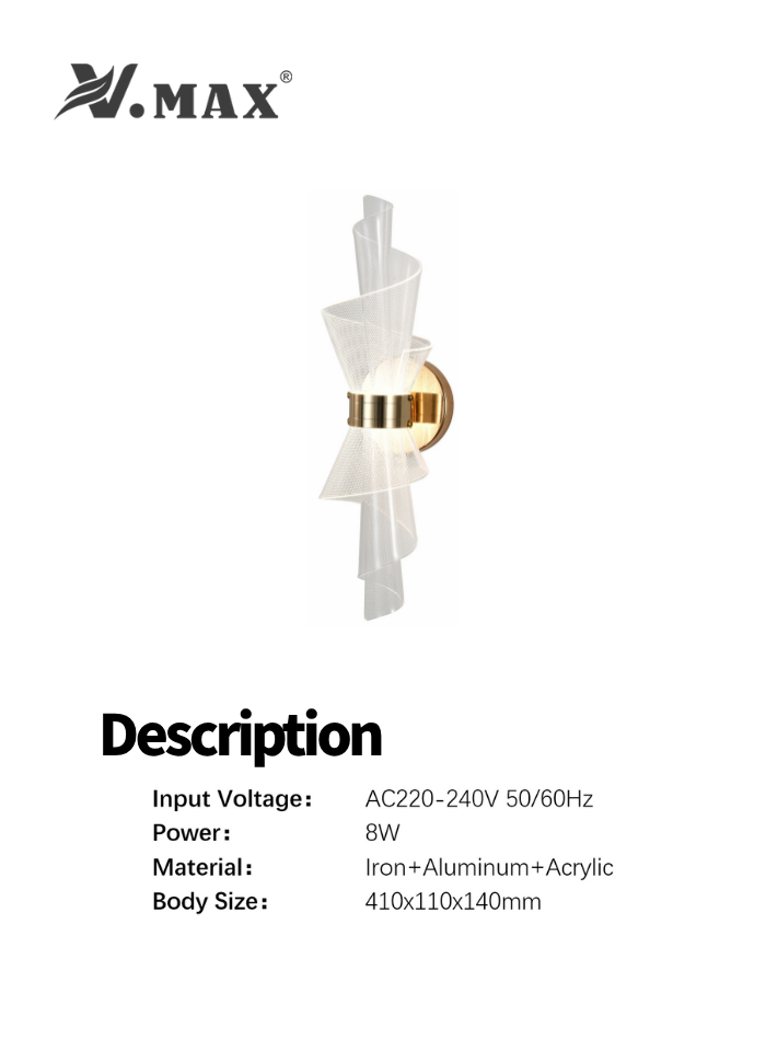 Durable LED Wall Light made of iron, aluminum, and acrylic with long-lasting quality in Kuwait.