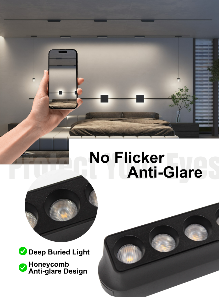 Magnetic grille light for living room, anti-glare and flicker-free for eye comfort