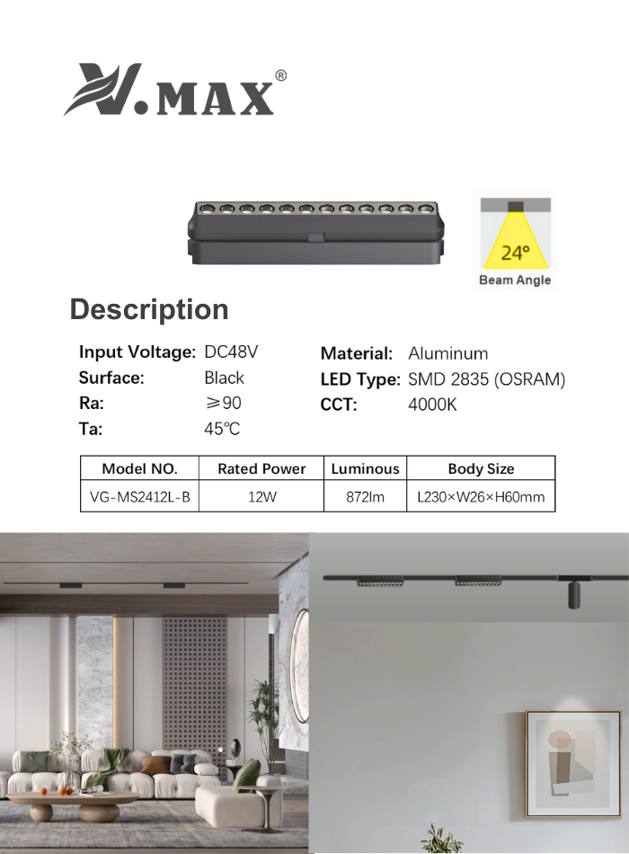 Magnetic grille light with safe low voltage, durable metal body, and high-quality Osram LED chip