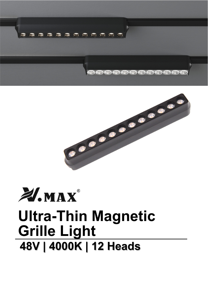Safe low-voltage magnetic grille light, ideal for comfortable indoor illumination