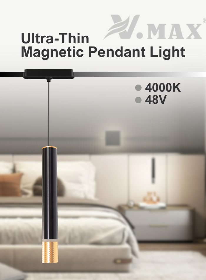 Easy install magnetic pendant light, dual lighting, anti-glare and no flicker, safe low voltage.
