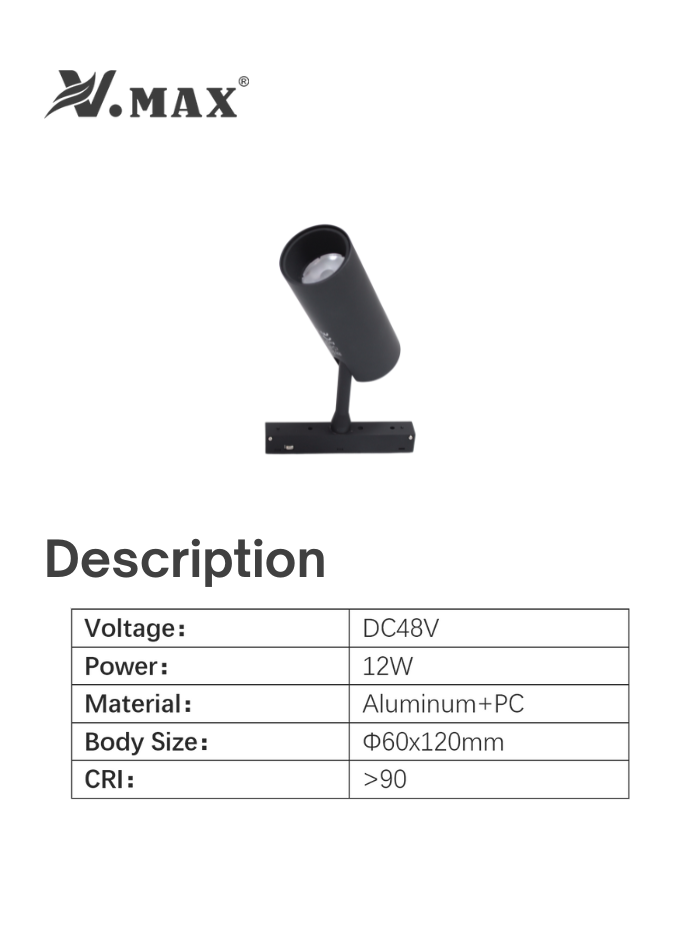 48V low voltage magnetic track spotlight designed for safe daily use