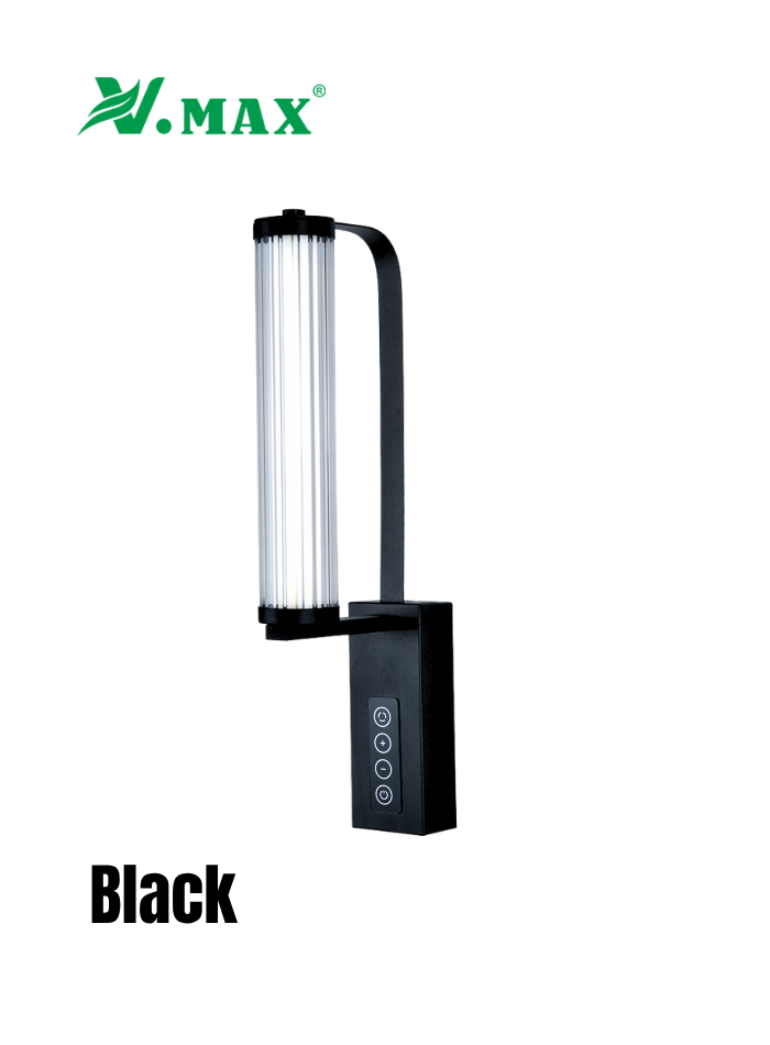 Sleek black LED wall lamp 8W with touch dimming, perfect for bedroom or living room
