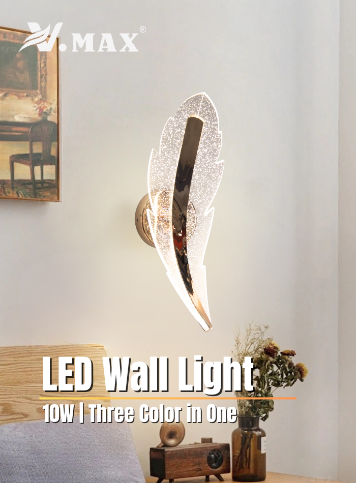 Modern LED feather wall light for bedroom and living room, elegant wall light design in Kuwait.