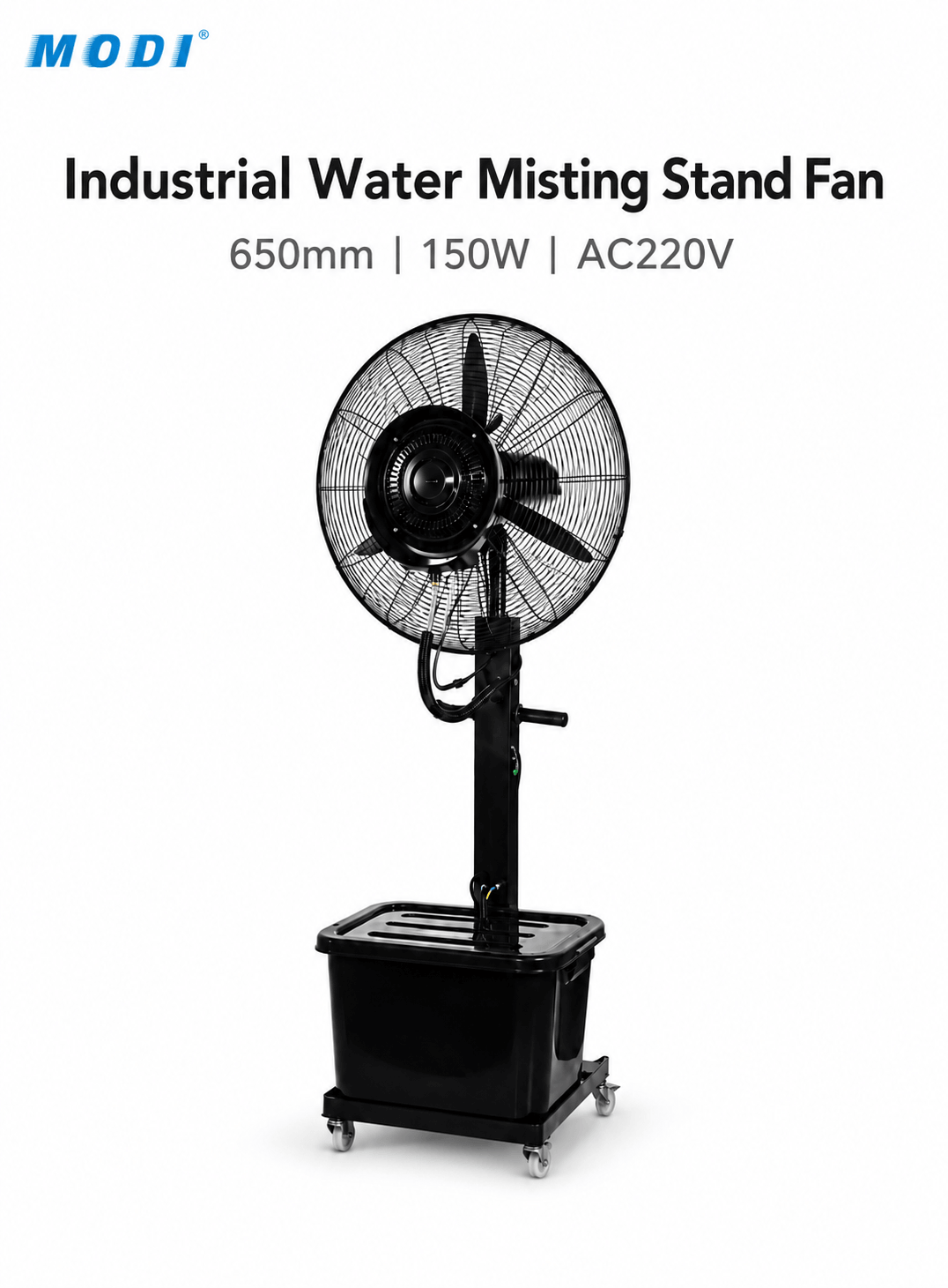 MODI industrial water misting stand fan 650mm with water tank and wheels