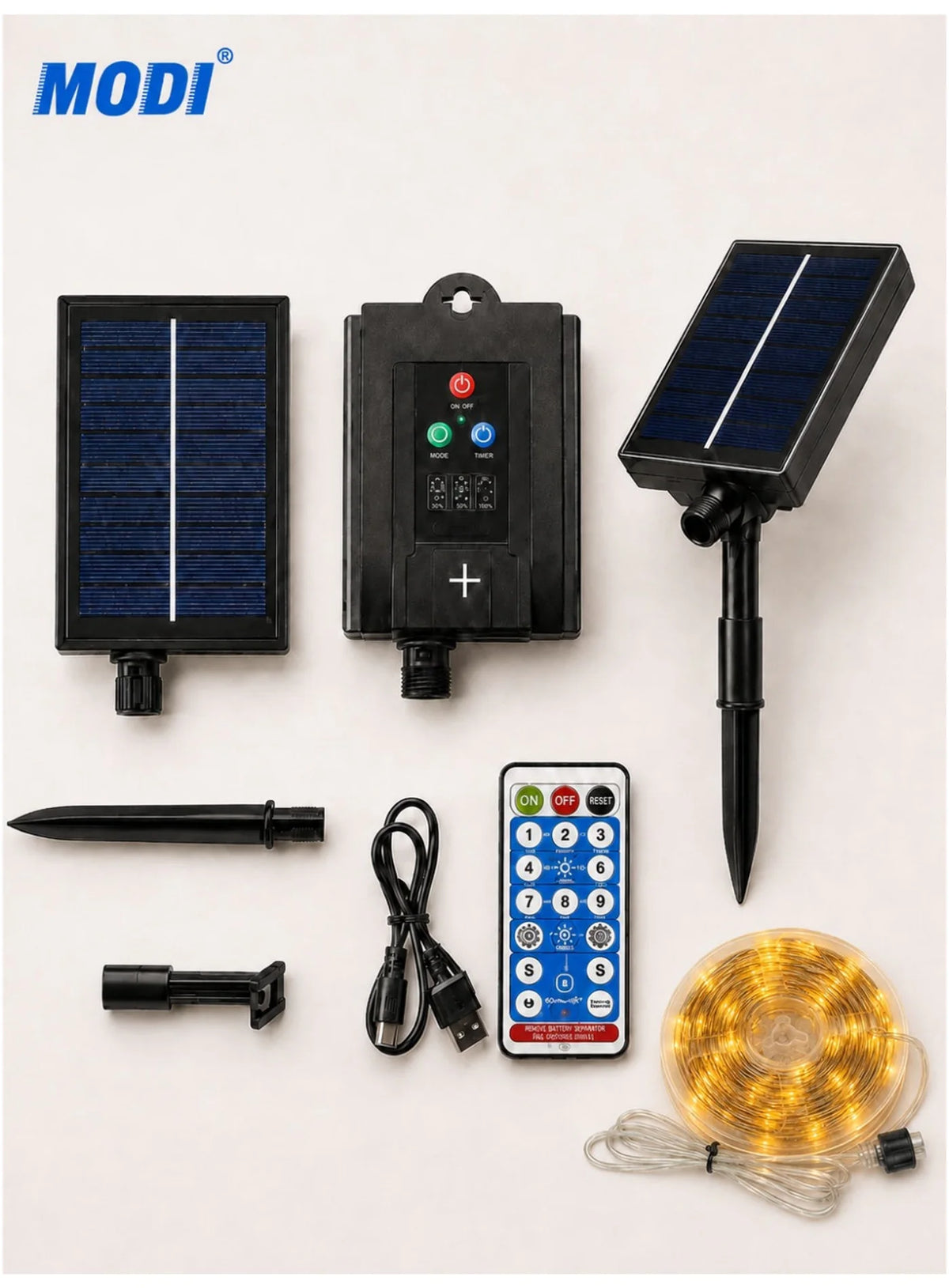 MODI solar string lights package contents