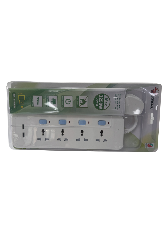 موزع كهرباء عالمي مع منافذ متعددة لشحن الأجهزة بأمان