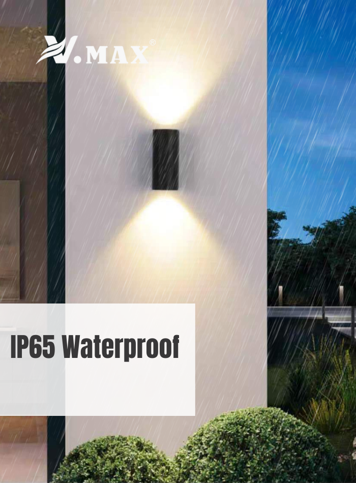 Outdoor wall light with IP65 waterproof and dustproof protection, suitable for rain and outdoor use.