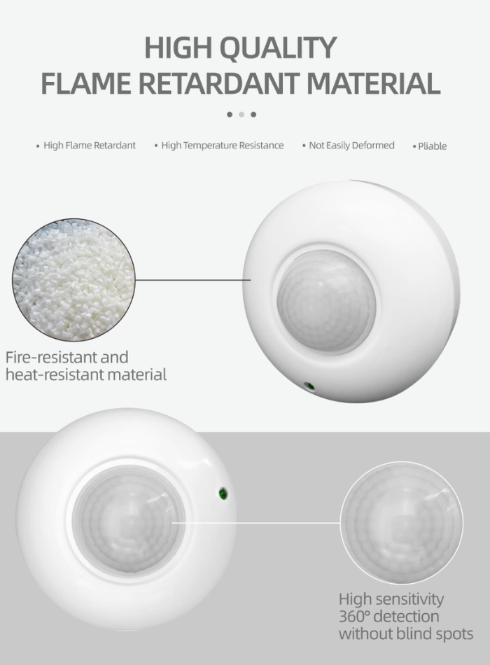 PIR motion sensor ceiling detector for automatic light control