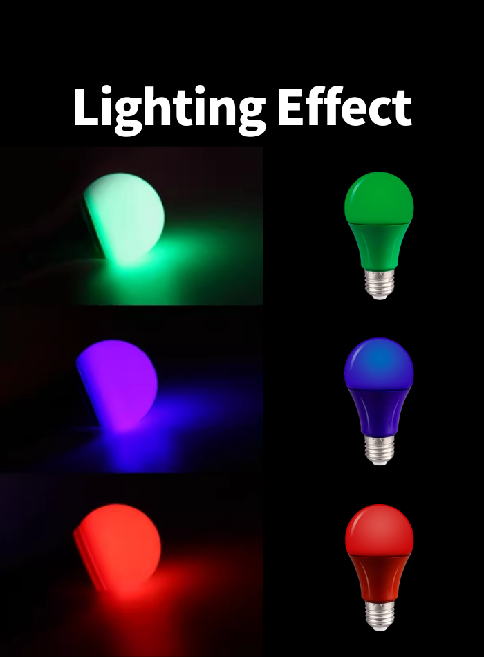 Red, Green, and Blue LED Bulb light for decoration, party, and event lighting.