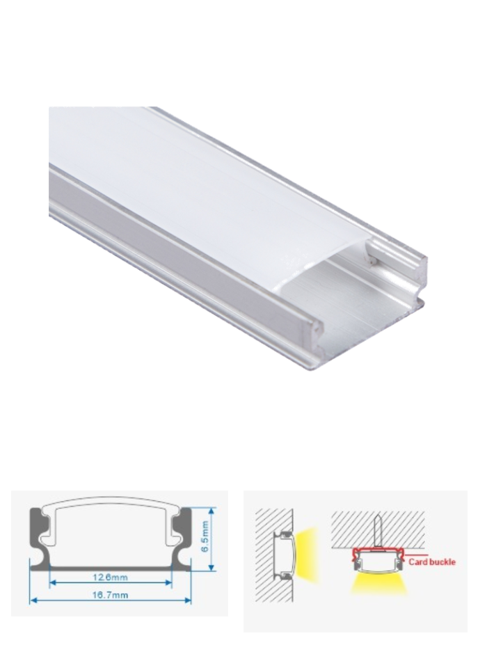 17x7mm surface mounted LED aluminum profile with diffuser for LED strip lighting in Kuwait