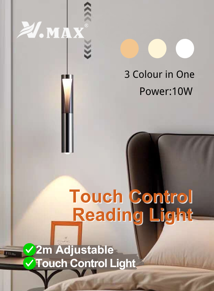 مصباح معلق بتحكم باللمس بثلاثة ألوان وإضاءة مريحة للعين