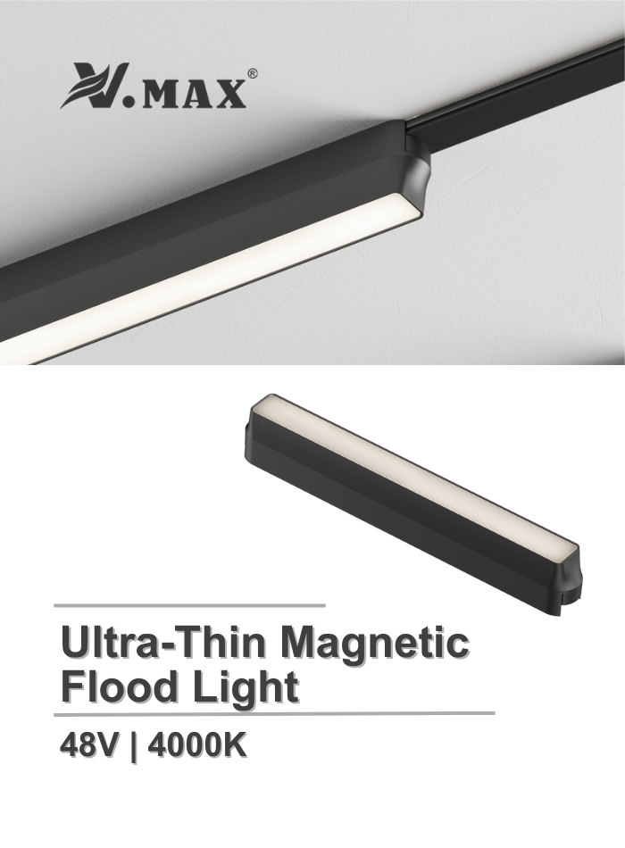 Ultra-thin magnetic LED flood light 9W, 48V low voltage, high CRI, flicker-free and eye-friendly, neutral white