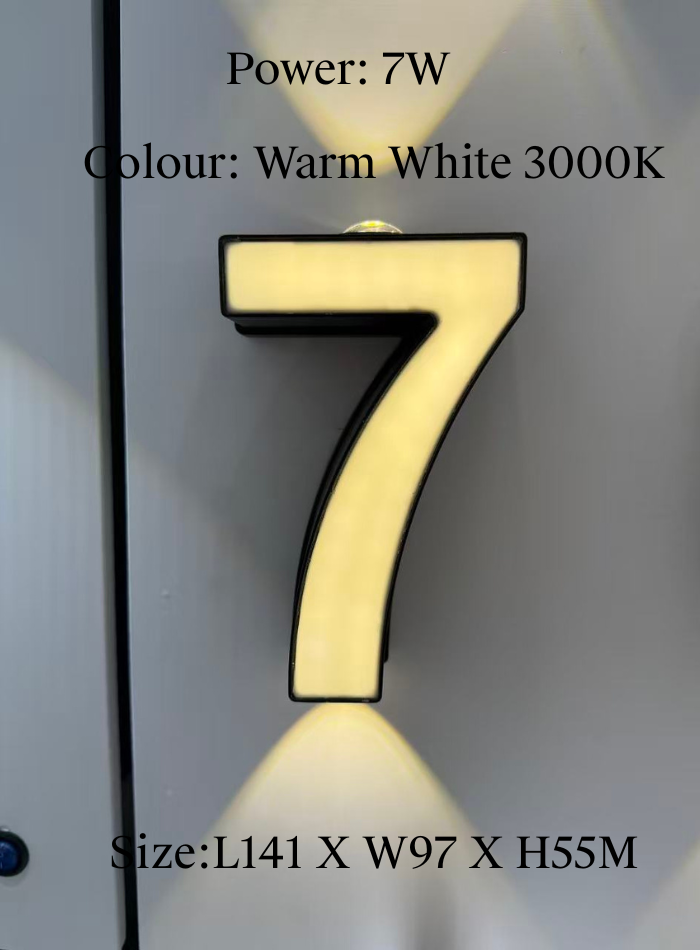 Die-cast aluminum outdoor LED house number light with acrylic cover for villa gate