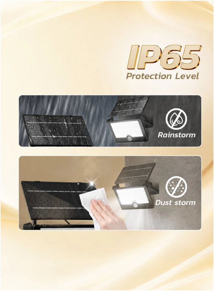 VMAX IP65 solar flood light rain and dust protection