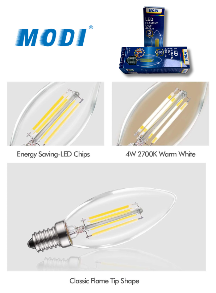مصباح LED من MODI E14، (عبوة من 10 قطع) 