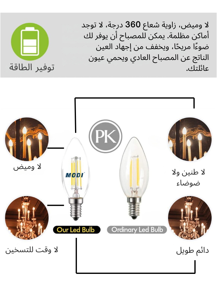 مصباح LED من MODI E14، (عبوة من 10 قطع) 