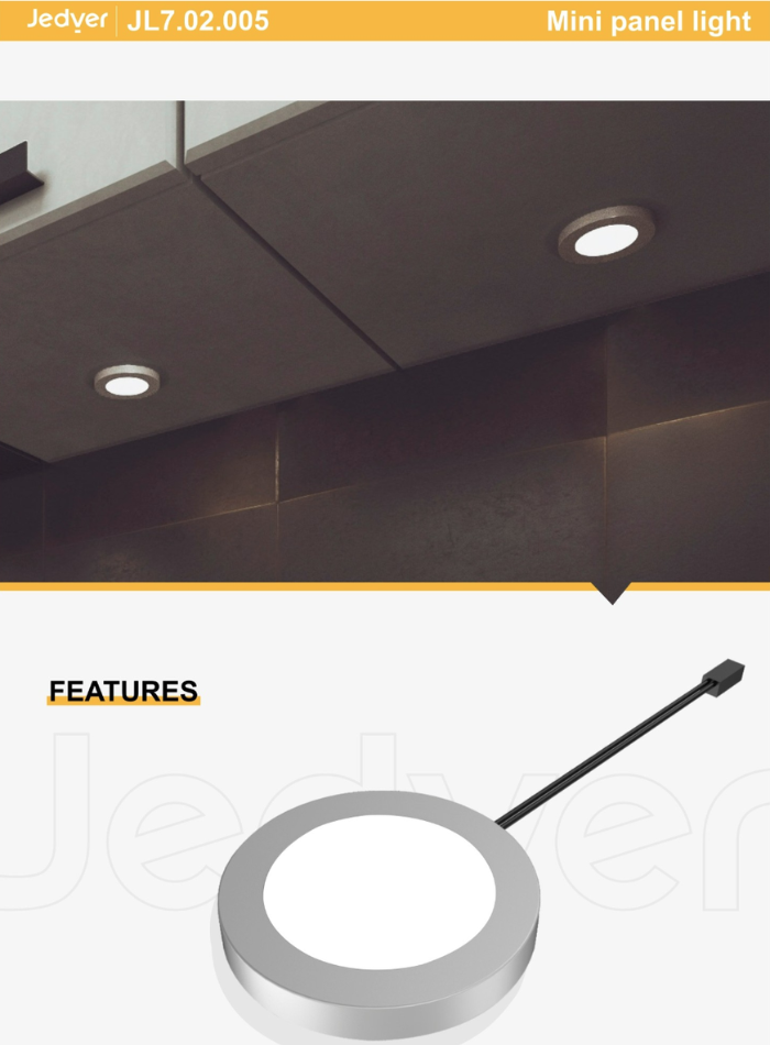 Ultra-Thin LED Cabinet Light – 2.5W, 12V, Surface Mounted, 4000K, Silver Finish