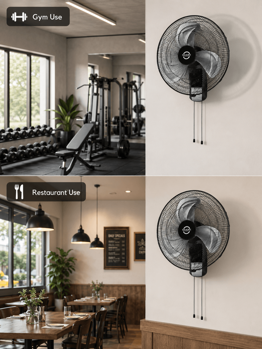 18 inch wall fan for gym and restaurant use with wall mounted design, metal blades and strong airflow