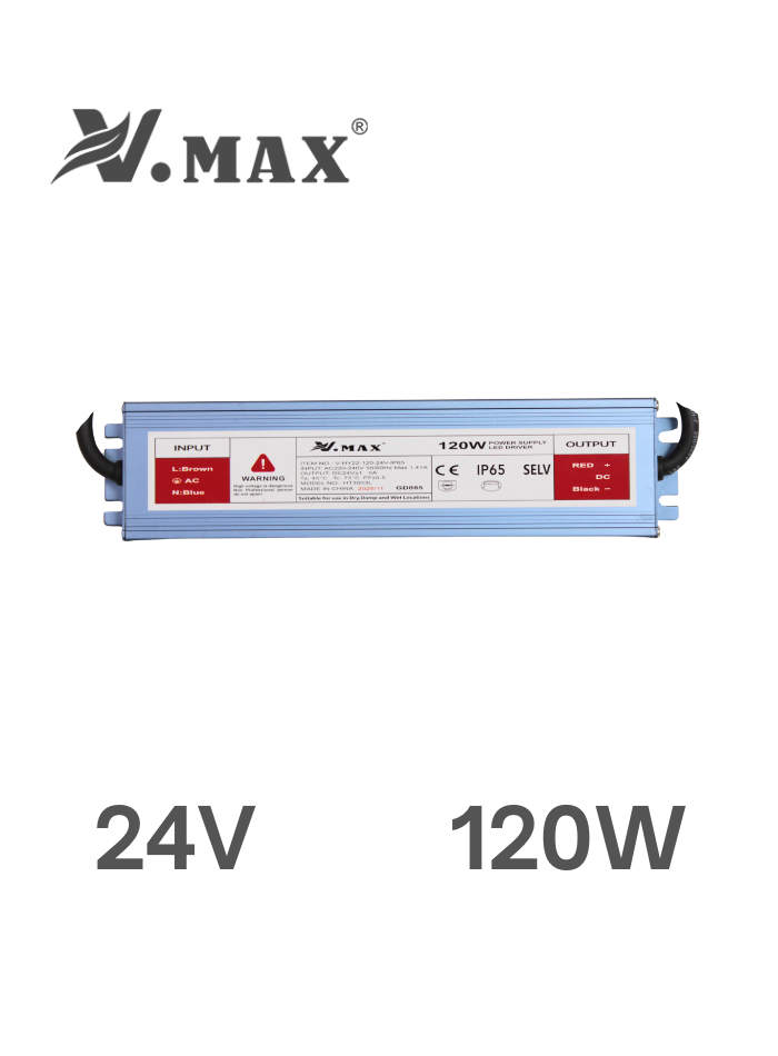 24V 120W waterproof LED driver IP65 with full aluminum housing and built-in protection