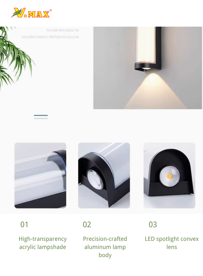 Vmax LED waterproof outdoor wall lamp, corridor balcony Light，3000K