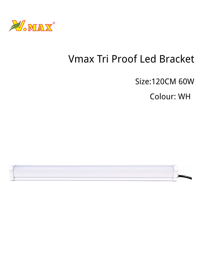 60W integrated LED tri-proof batten light with waterproof, dustproof, and corrosion-resistant design for industrial and commercial lighting