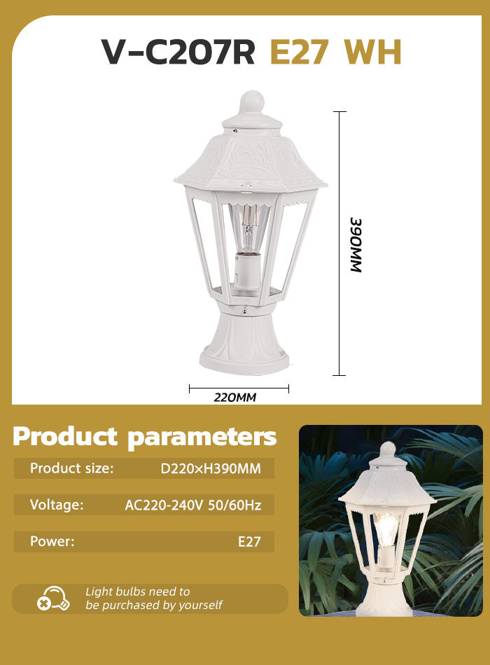 Gate Pillar Lamp, Main Entrance Lamp, Outdoor Waterproof Pillar Lamp，Villa Waterproof European-Style Courtyard Lamp