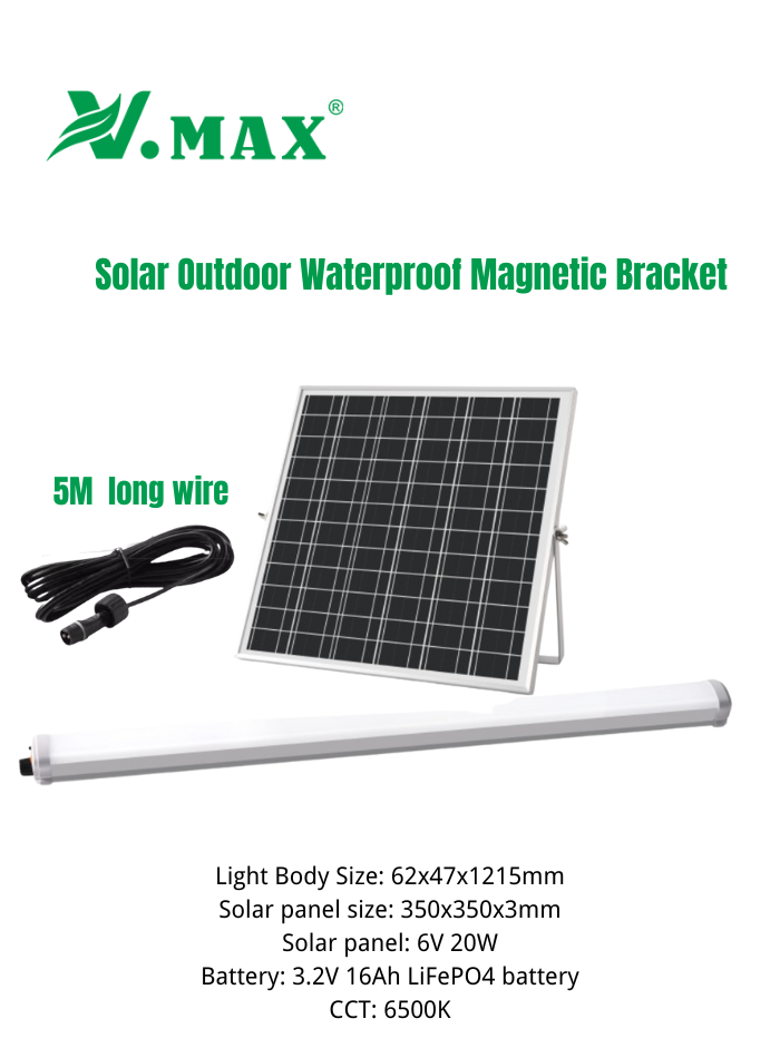 Solar batten light for outdoor use, waterproof and durable LED lighting for villas, parking lots, and gardens in Kuwait.