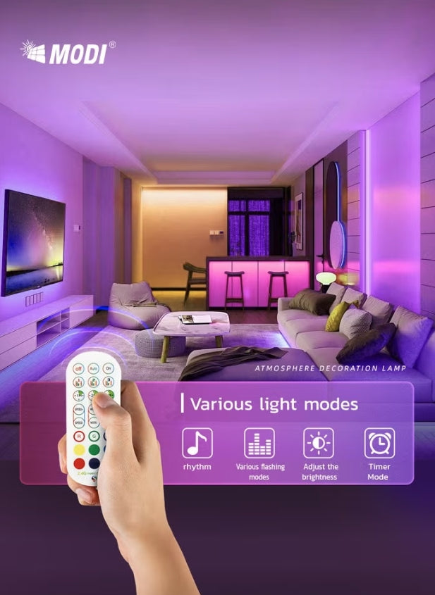 3M USB Smart 5V RGB LED Strip with Remote Control and Music Sync