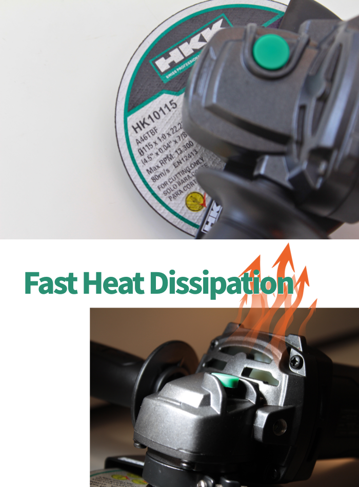 800W angle grinder with fast cooling design and 6-month warranty