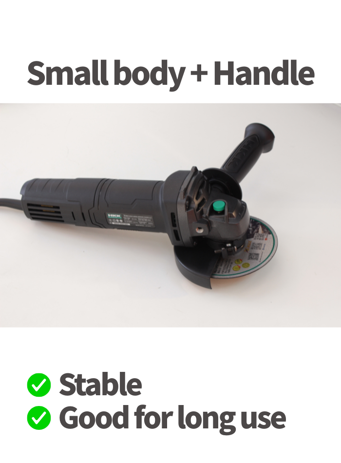Compact angle grinder with ergonomic handle for easy control