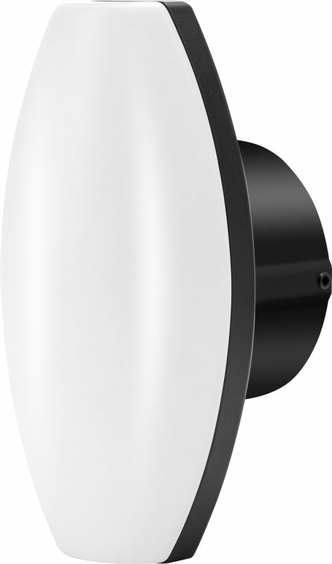 Faceted LED wall light with a white diffuser, angled corners and black aluminium body