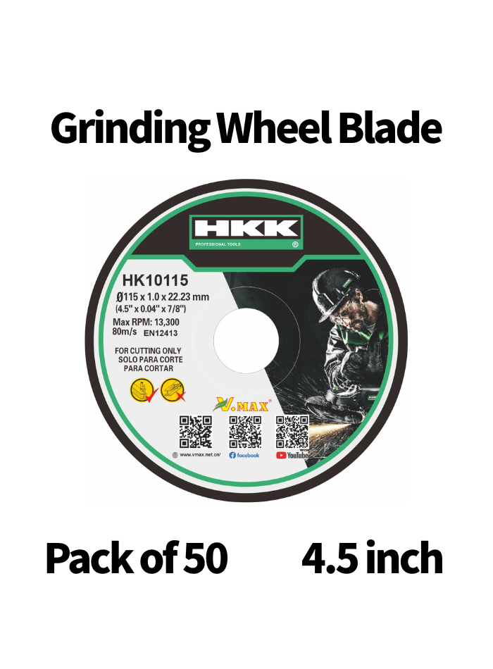 50 Pack Grinding Wheel Blades Close-up of 4.5 Inch Grinding Wheel Blade showing 22.2mm bore and 1.0mm thickness