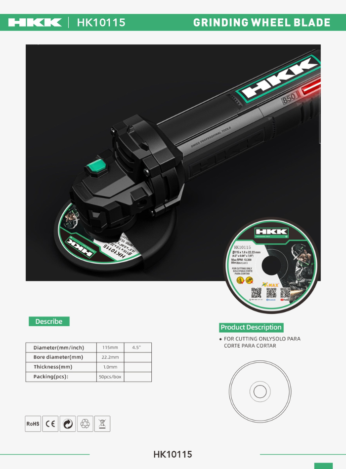 4.5 Inch Grinding Wheel Blade used on cutting tool for metalwork and DIY projects