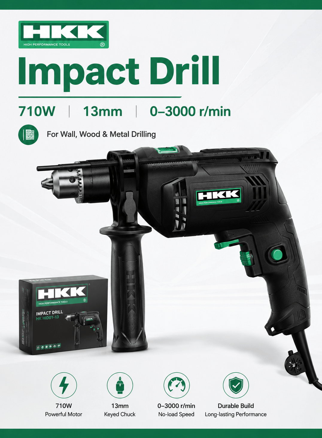 HKK 710W impact drill 13mm electric drill for wall wood and metal drilling in Kuwait