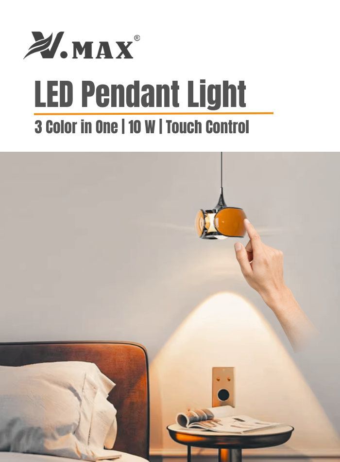Elegant 10W LED bedside pendant light with touch dimmable control and 2M retractable cord, ideal for modern Kuwait homes and bars
