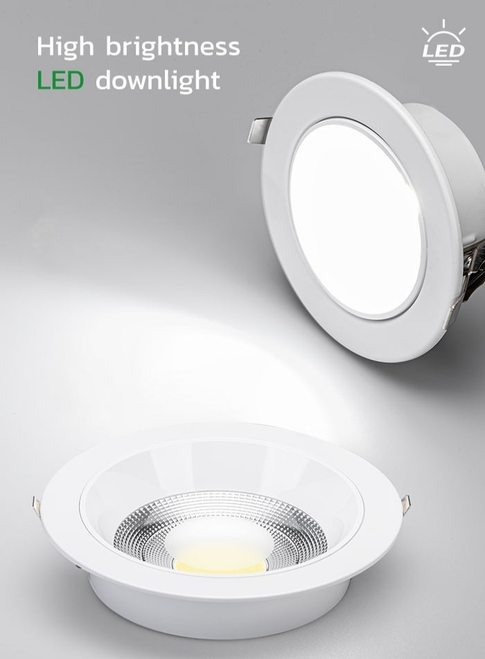 High brightness LED downlight lights in Kuwait – fits standard ceiling cut-out sizes 7cm, 10cm, 15cm, 20cm.