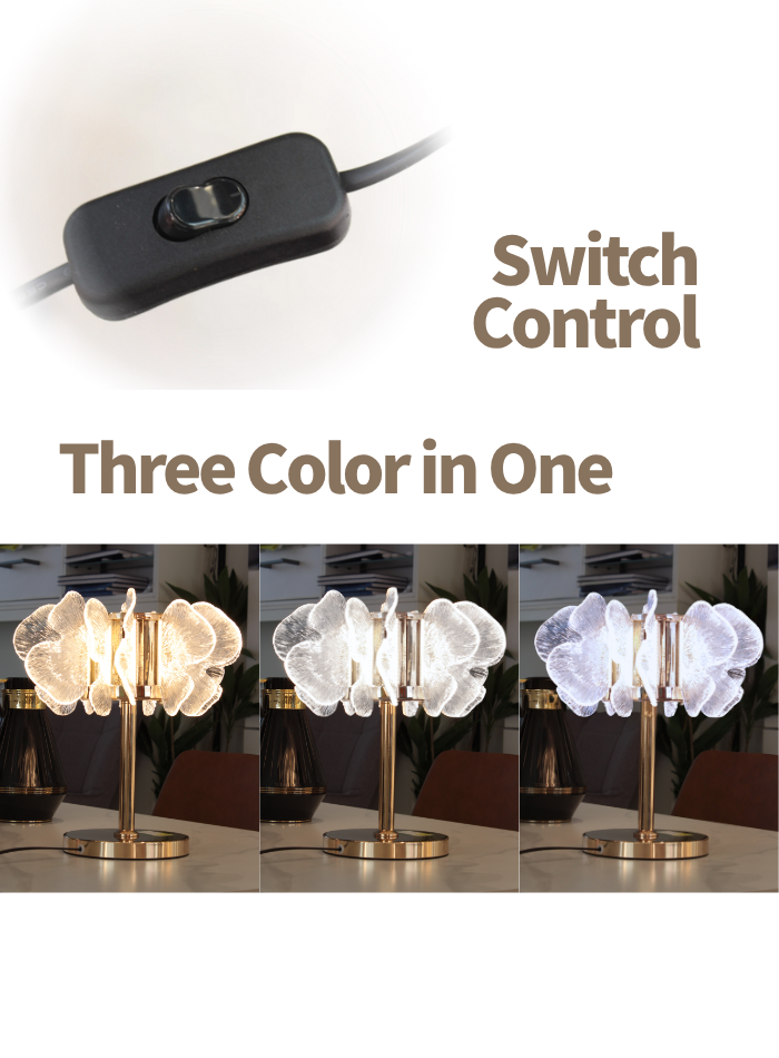 LED table lamp with three color light options, warm white and natural, fast delivery in Kuwait.