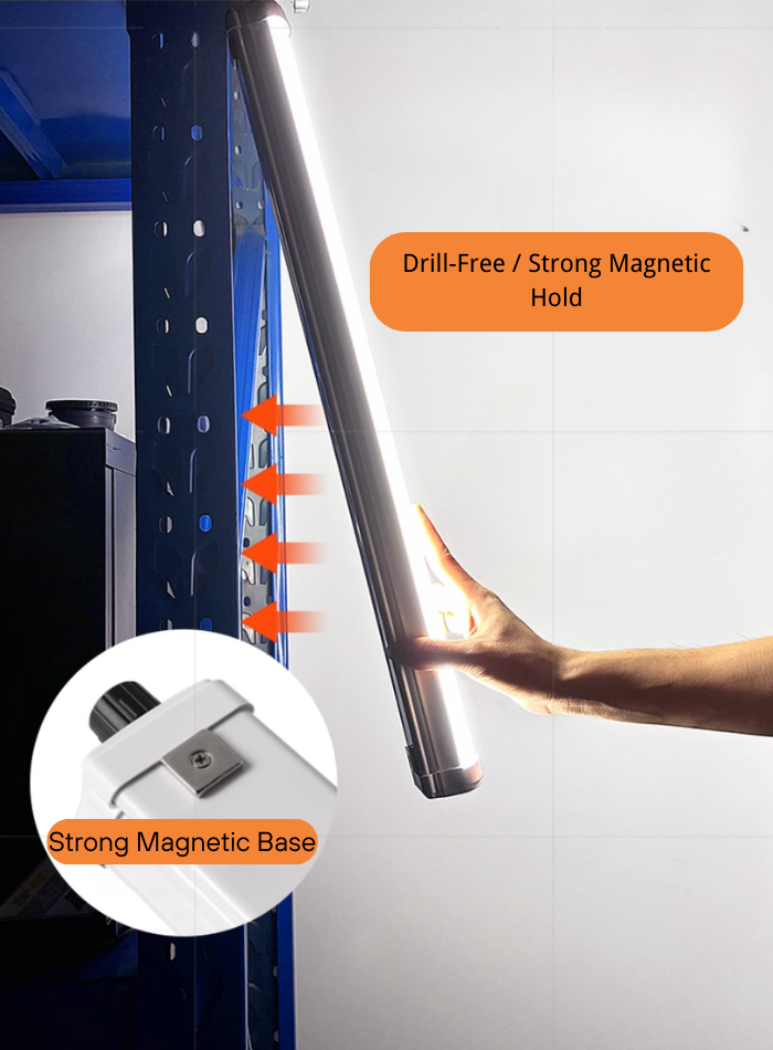 Magnetic solar batten light with USB charging, easy installation and energy-efficient lighting solution for indoor and outdoor spaces