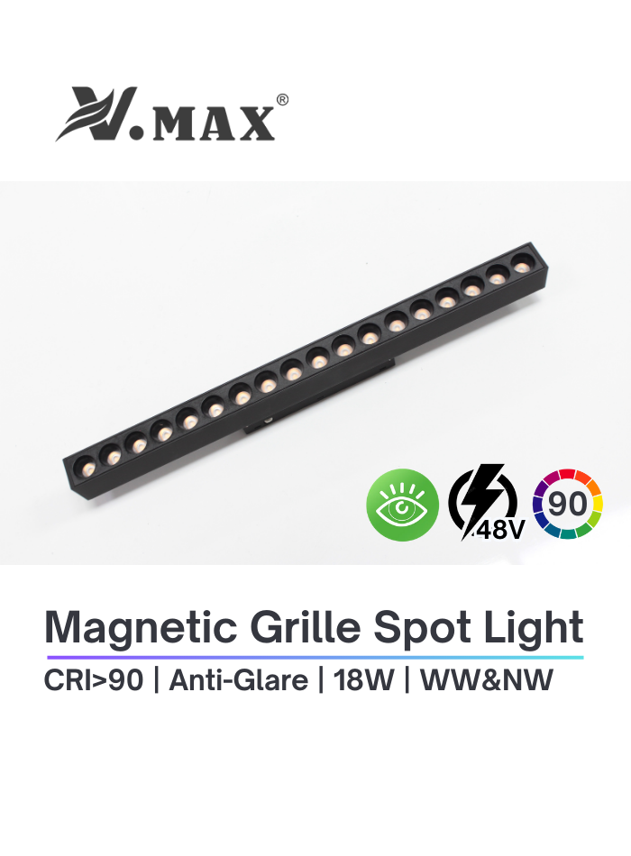 Magnetic spot light 18W, CRI＞90, anti-glare, flicker-free, strong magnetic design, safety clip, easy installation, skin-touch housing
