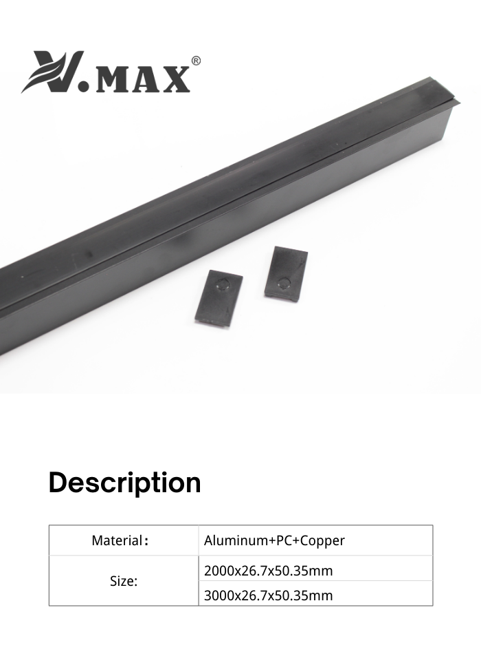 Magnetic track rail made of aluminum, PC and copper for recessed ceiling use