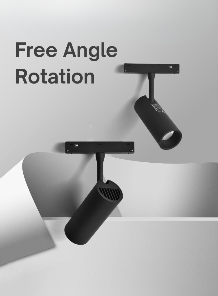 Magnetic track spotlight with free adjustable angle for flexible lighting direction