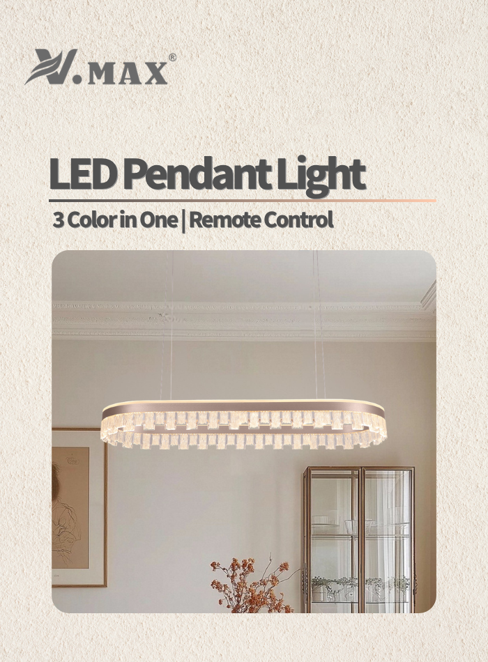 Modern LED pendant light with soft, bright, flicker-free illumination, clean lines, and elegant design for living rooms, bedrooms, and dining areas in Kuwait.