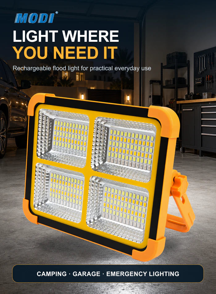 كشاف أصفر محمول يضيء مساحة عمل داخلية