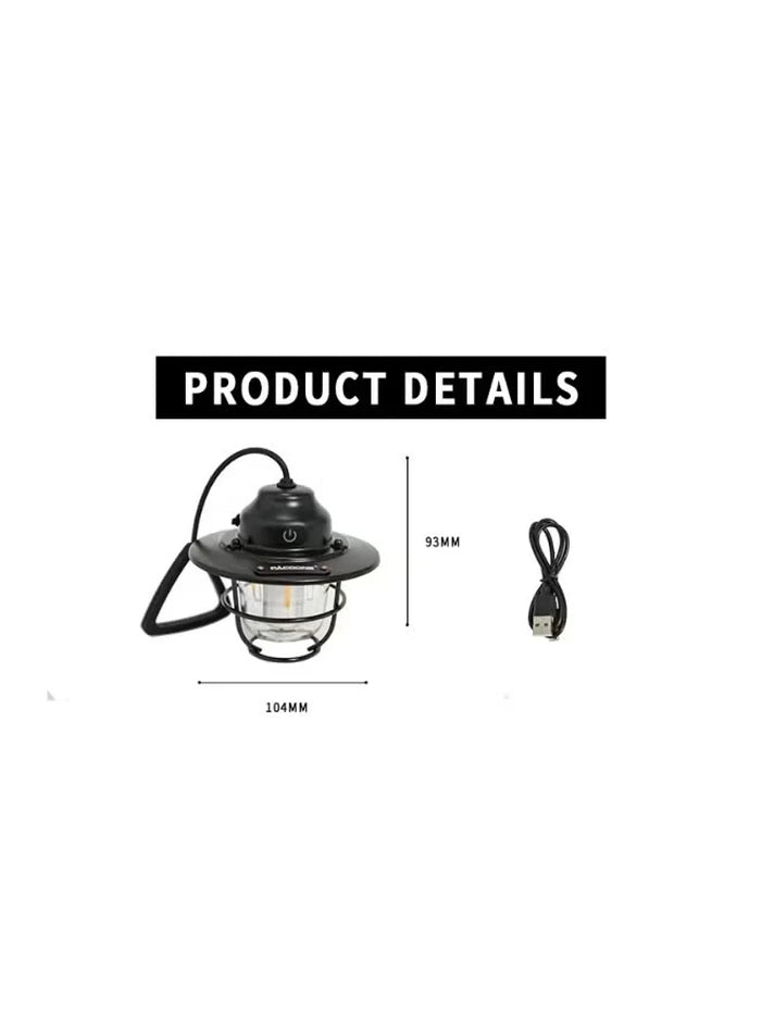 Original Black camping lantern with hanging loop and USB charging cable