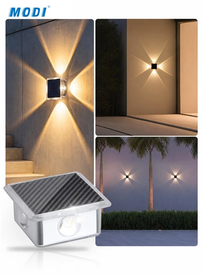Compact MODI solar wall light used on villa walls and garden boundaries