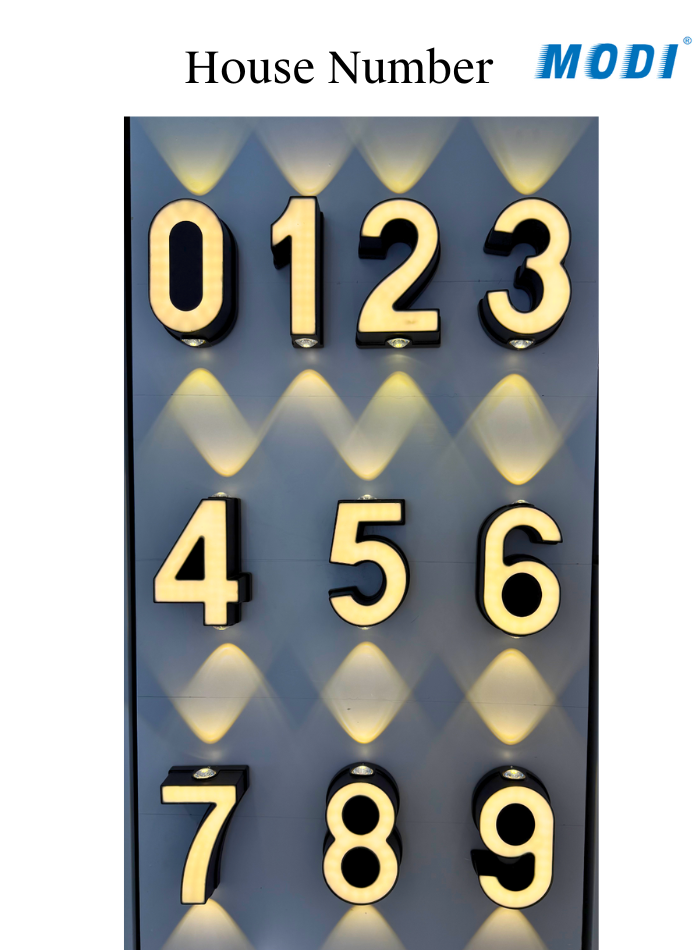 Outdoor waterproof LED house number wall light with warm white 3000K lighting for villa entrance