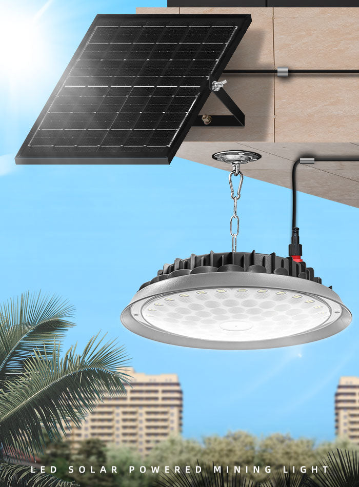 Solar-powered LED high bay light for parking lots and outdoor spaces in Kuwait