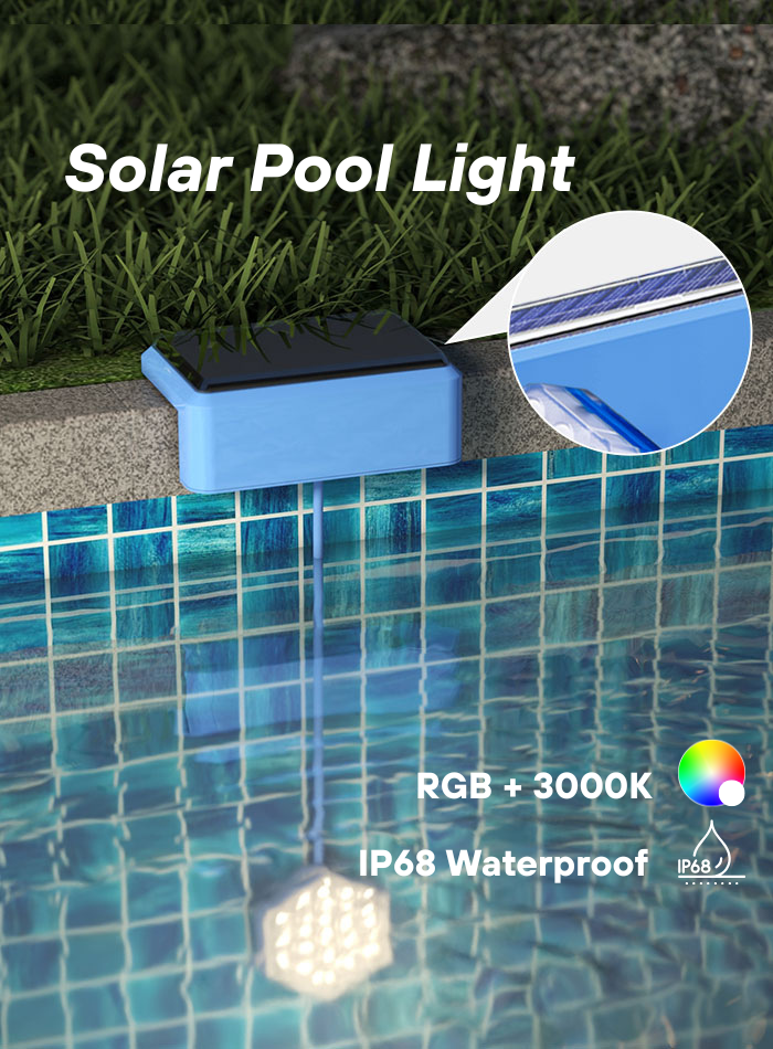 Solar pool light for underwater swimming pool lighting